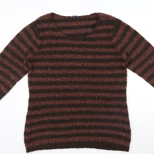 Store twenty one Womens Brown Striped  Pullover Jumper Size XL