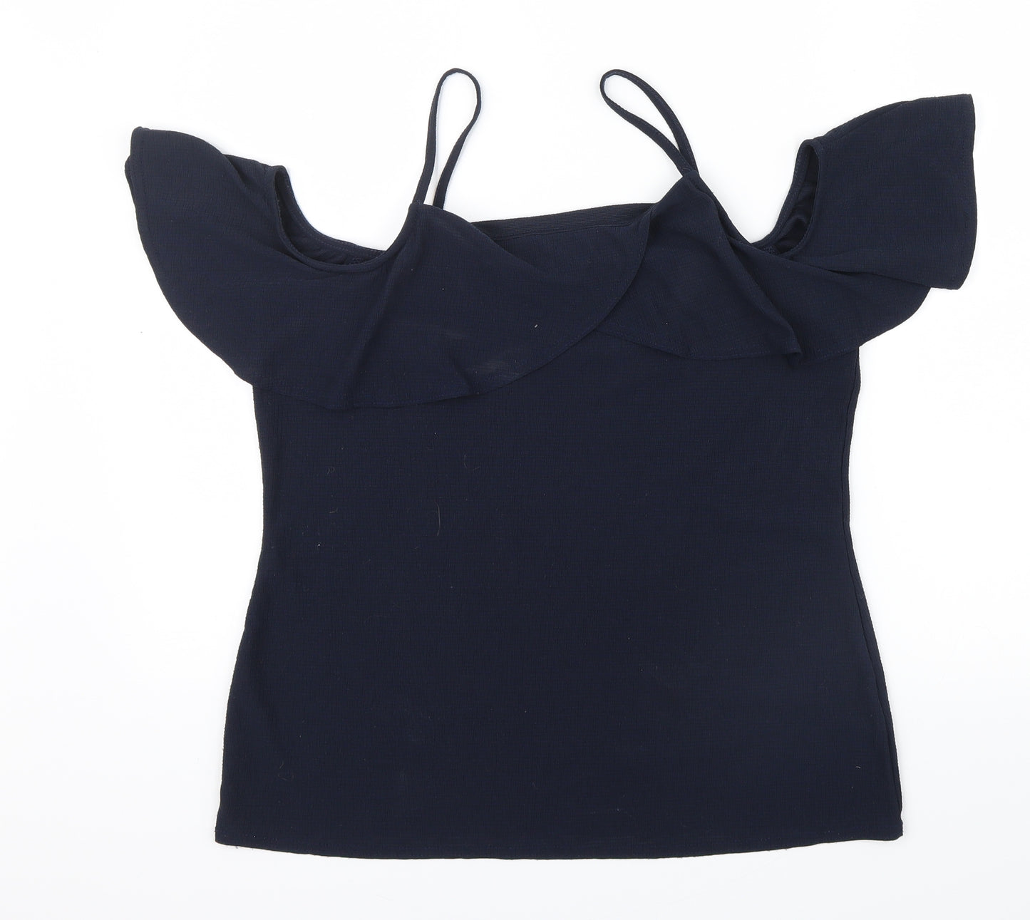 Dorothy Perkins Womens Black   Basic Blouse Size 8  - Frill detail