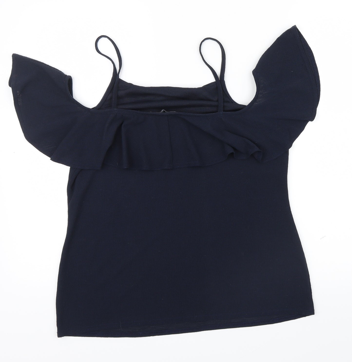 Dorothy Perkins Womens Black   Basic Blouse Size 8  - Frill detail