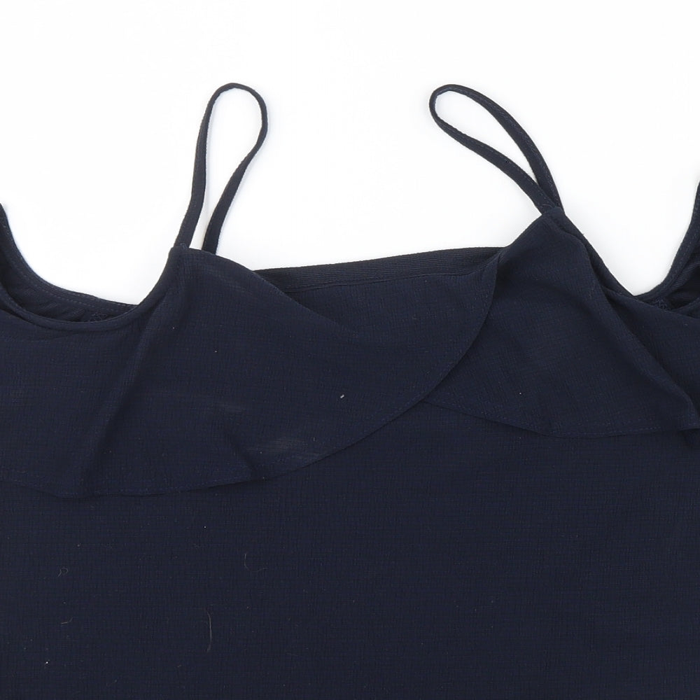 Dorothy Perkins Womens Black   Basic Blouse Size 8  - Frill detail