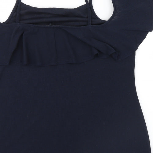 Dorothy Perkins Womens Black   Basic Blouse Size 8  - Frill detail