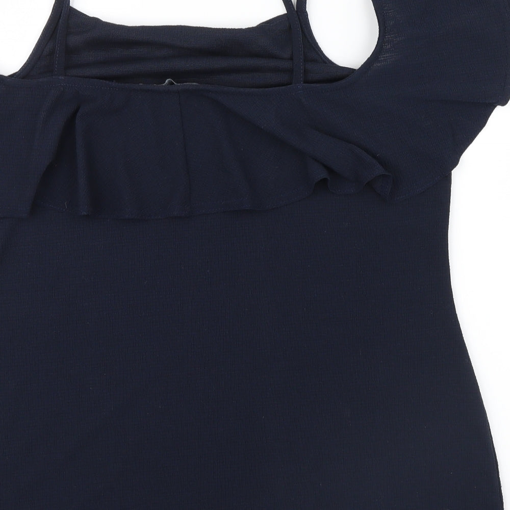 Dorothy Perkins Womens Black   Basic Blouse Size 8  - Frill detail