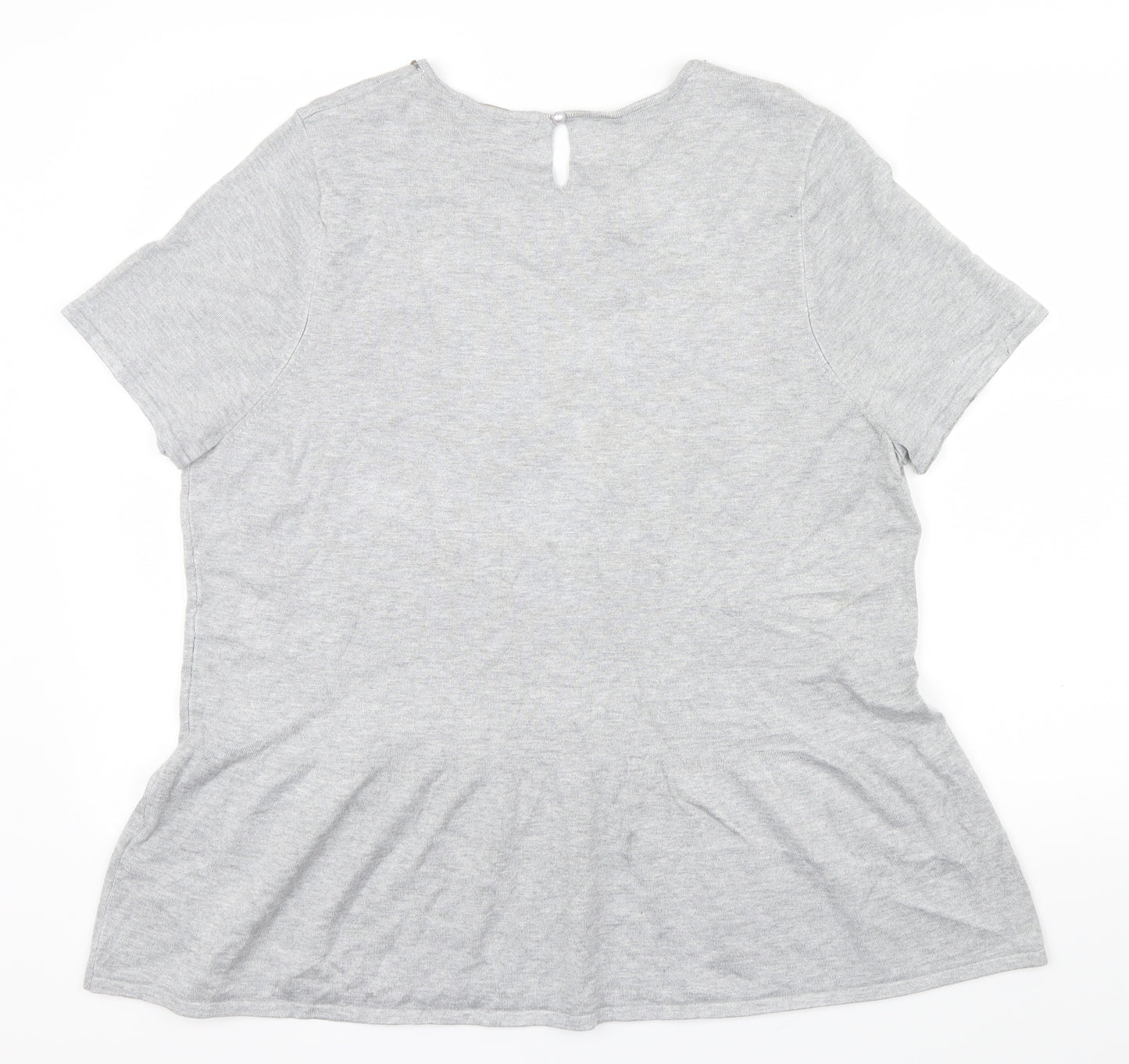 M&S Womens Grey   Basic T-Shirt Size 20  - beaded neck line