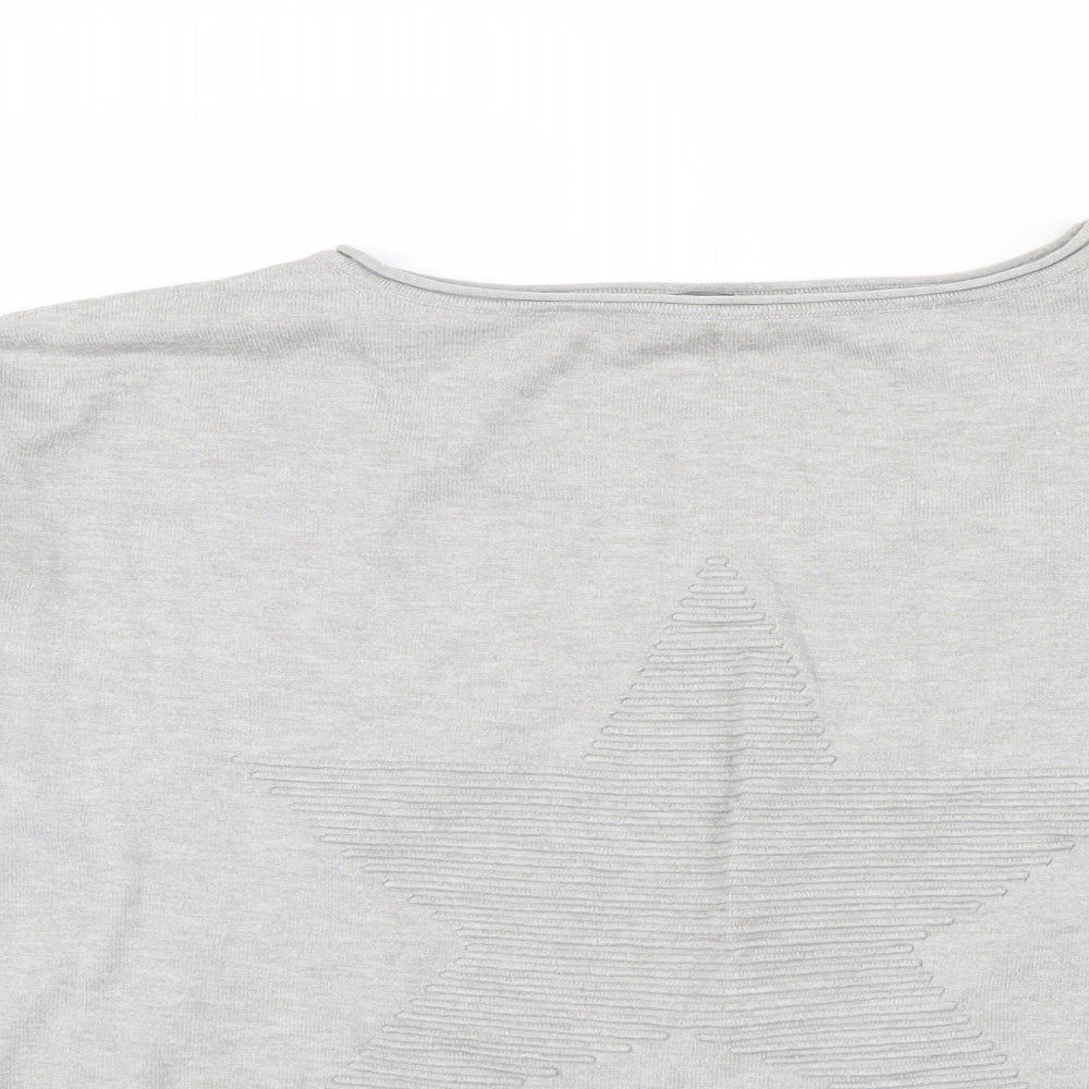 Principles Womens Green Geometric  Henley Jumper Size 12  - star pattern on front