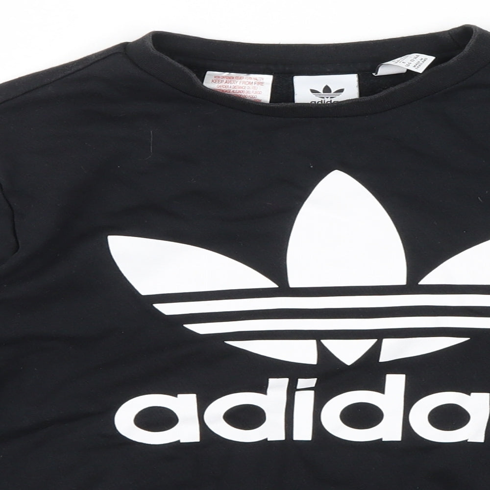 adidas Boys Black Check  Pullover Jumper Size 13 Years