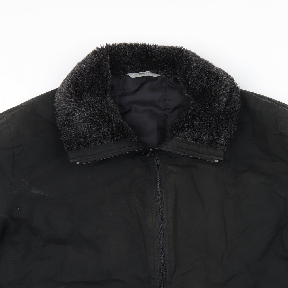M&S Womens Black   Jacket Coatigan Size 18  - flees collar