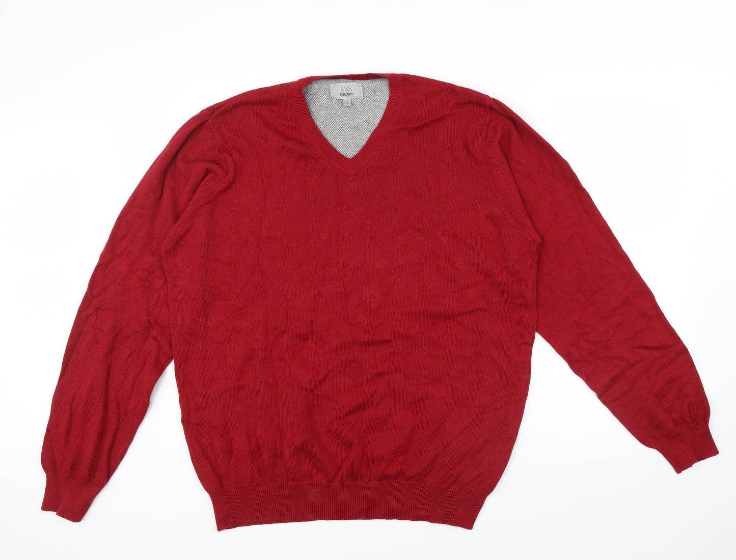 M&S Mens Red   Pullover Jumper Size L