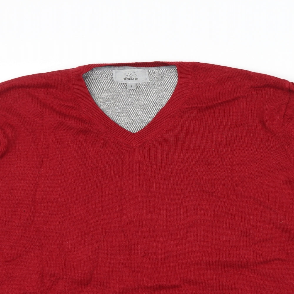M&S Mens Red   Pullover Jumper Size L