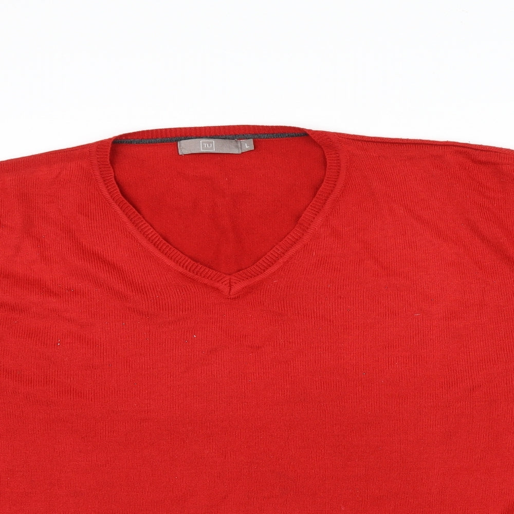 TU Mens Pink Houndstooth  Pullover Jumper Size L