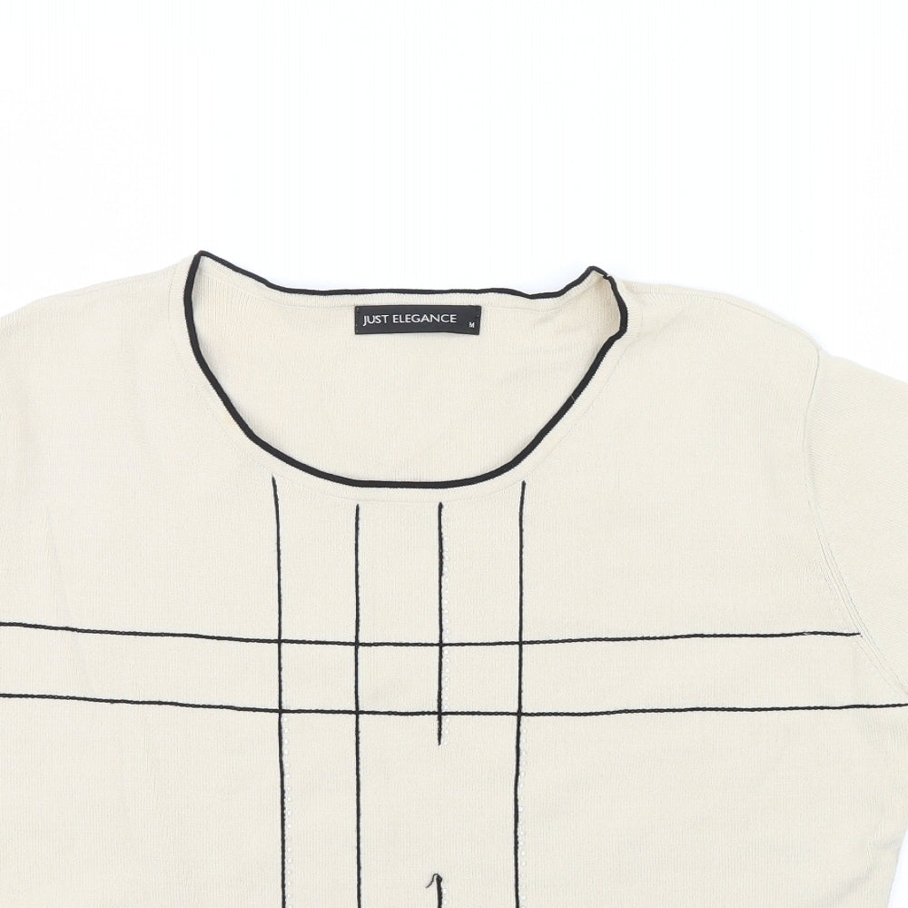 JUST ELEGANCE Womens Beige Geometric  Pullover Jumper Size M