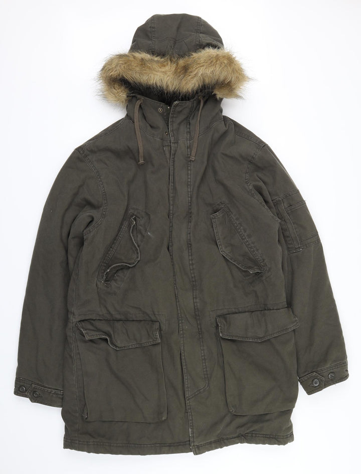 H&M Womens Green   Overcoat Coat Size M