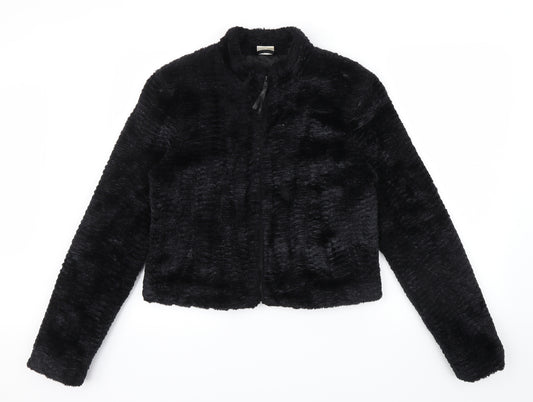Front view of Tammy girls’ black colourblock anorak coat