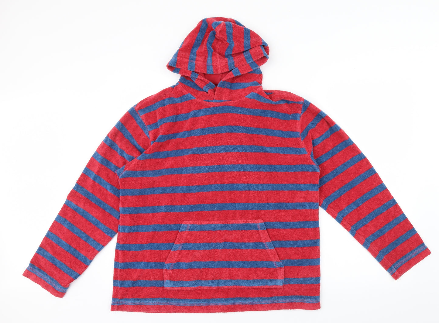 Mini Boden Boys Red Striped  Pullover Hoodie Size 13 Years