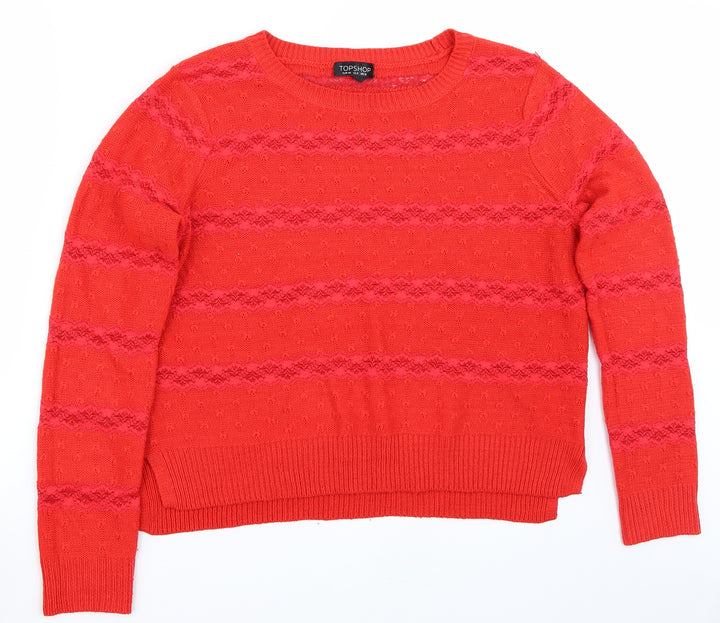 Topshop Womens Red Pullover Jumper Size 12