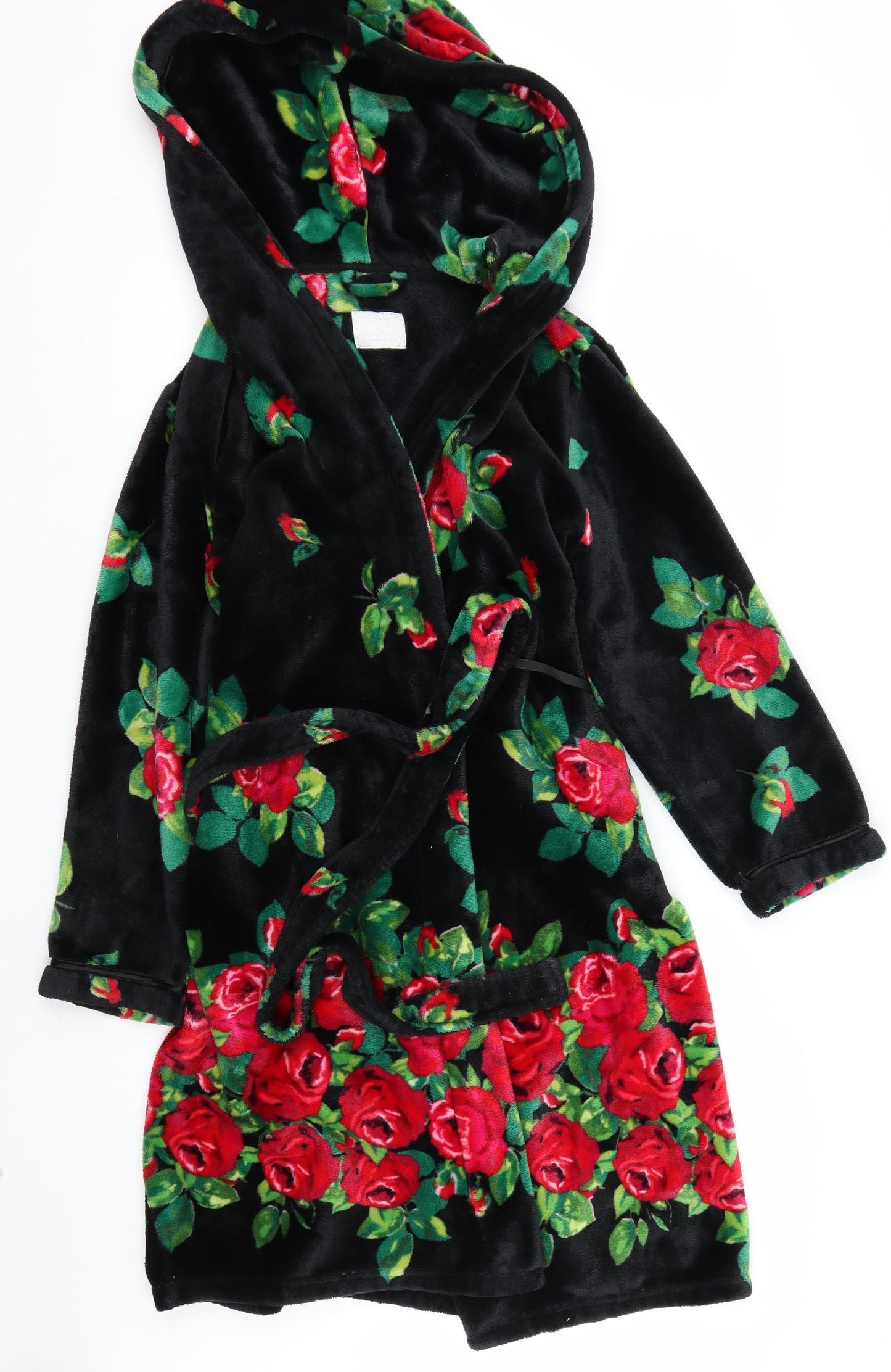 Matalan Womens Black Floral Rayon Top Gown Size M
