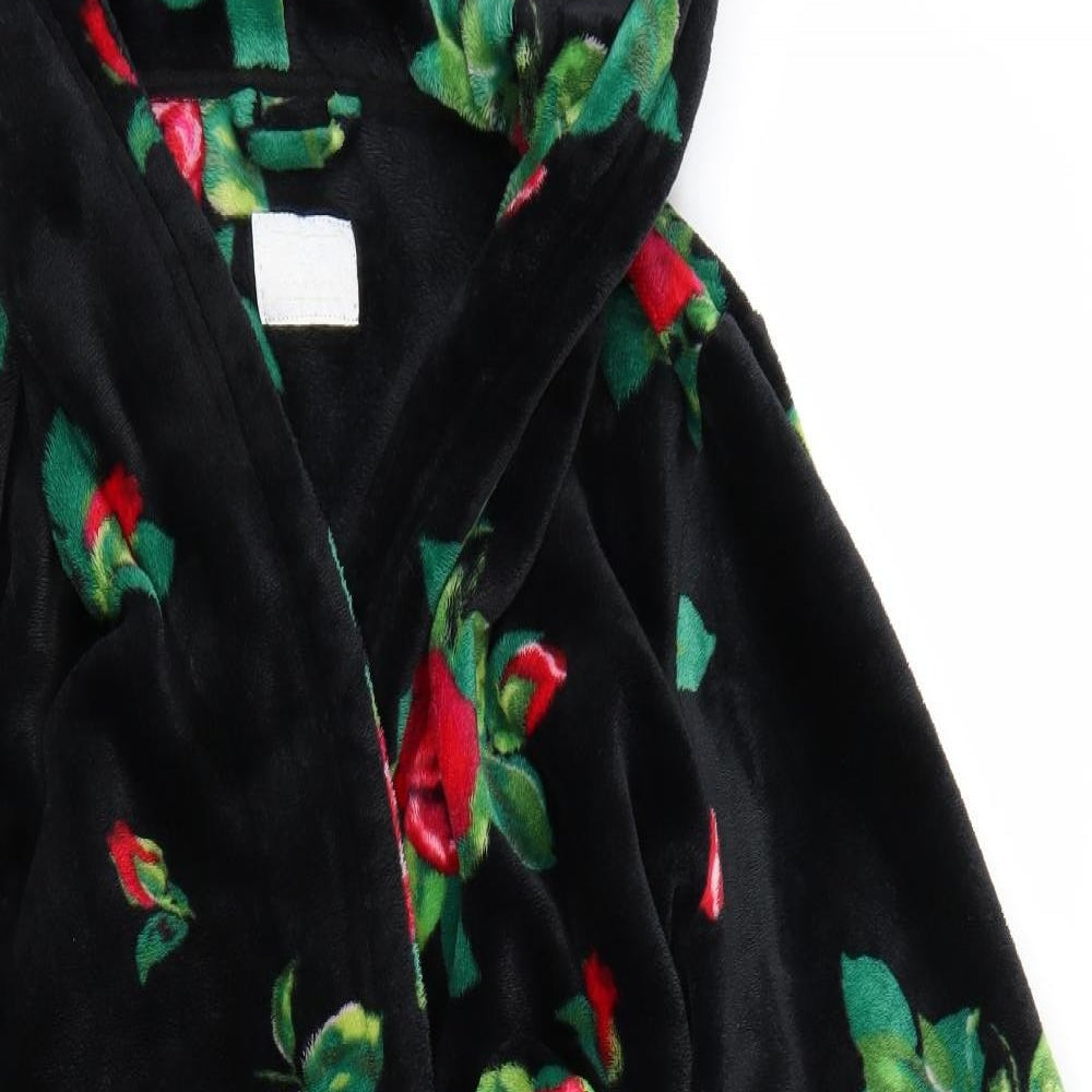 Matalan Womens Black Floral Rayon Top Gown Size M