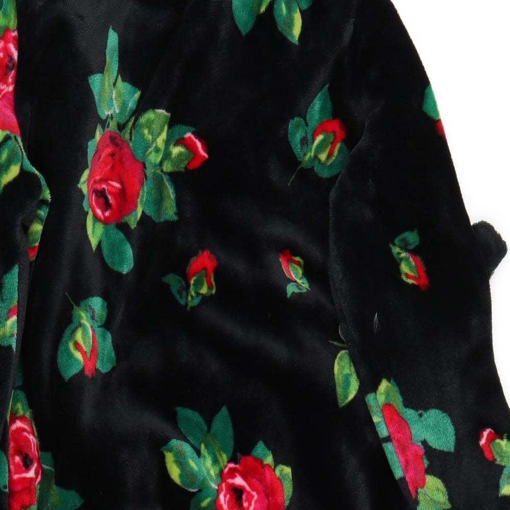 Matalan Womens Black Floral Rayon Top Gown Size M