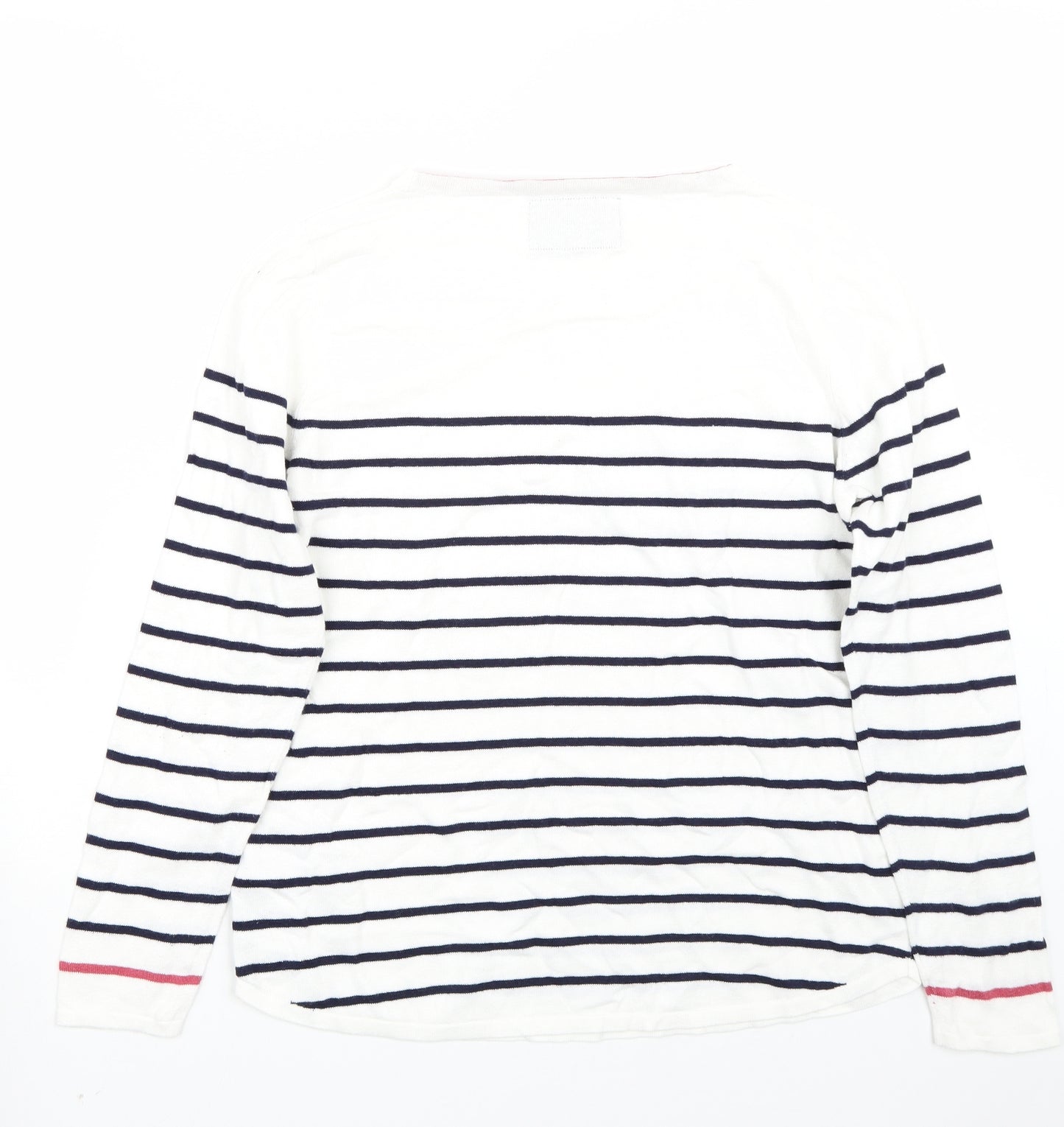 Maine  Womens White Striped  Basic T-Shirt Size 14