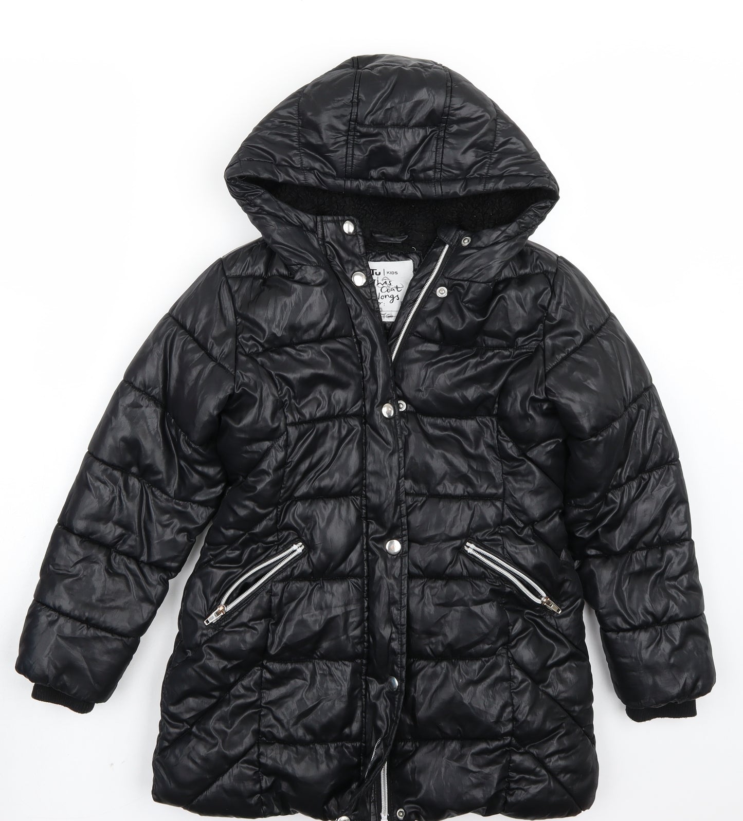 TU Girls Black   Jacket Coat Size 7 Years