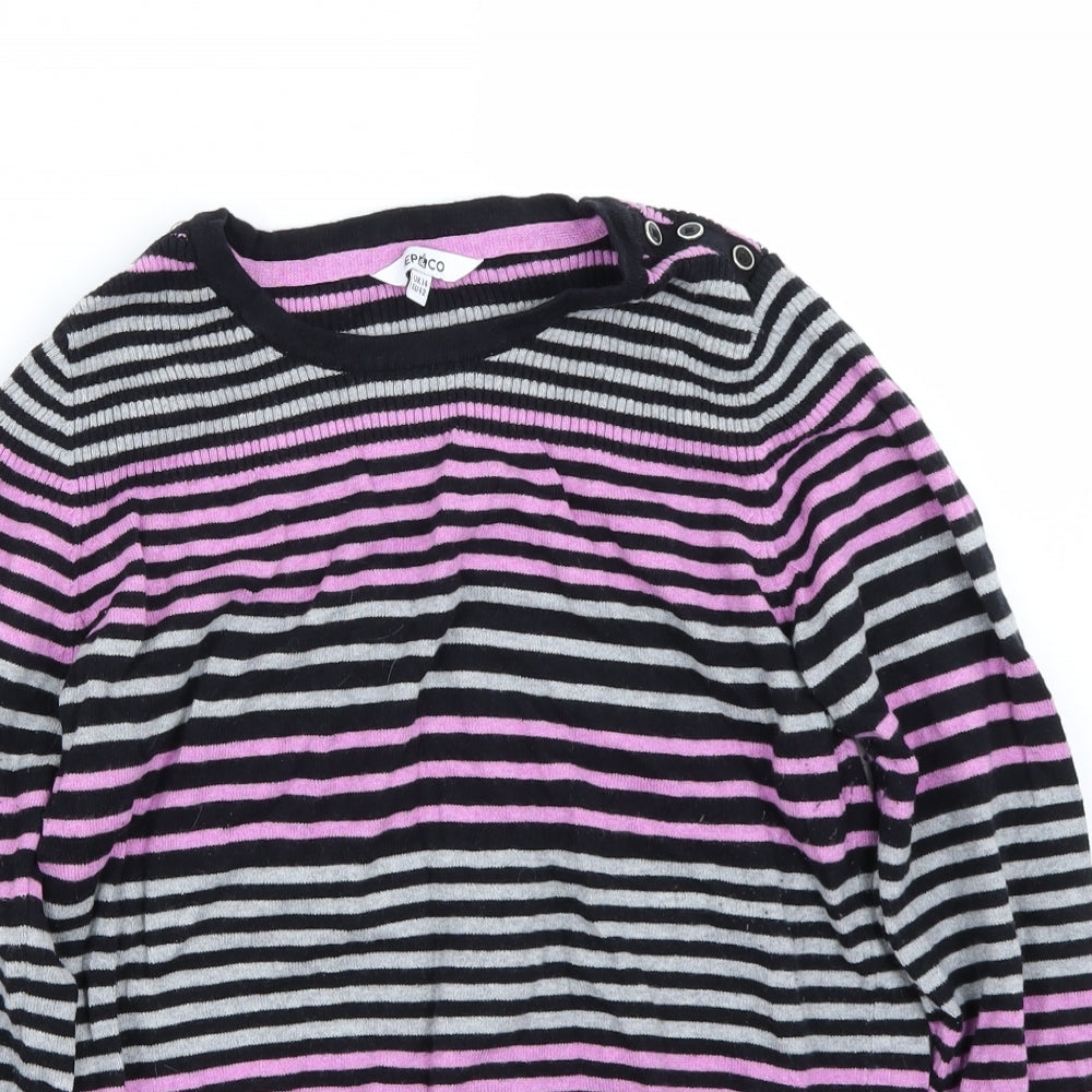 pep& co Womens Black Striped  Pullover Jumper Size 14