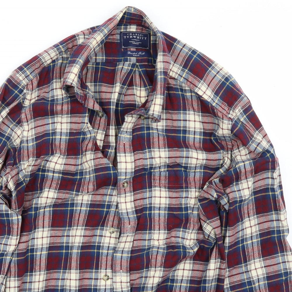 Charles Tyrwhitt Mens Red Check   Button-Up Size L