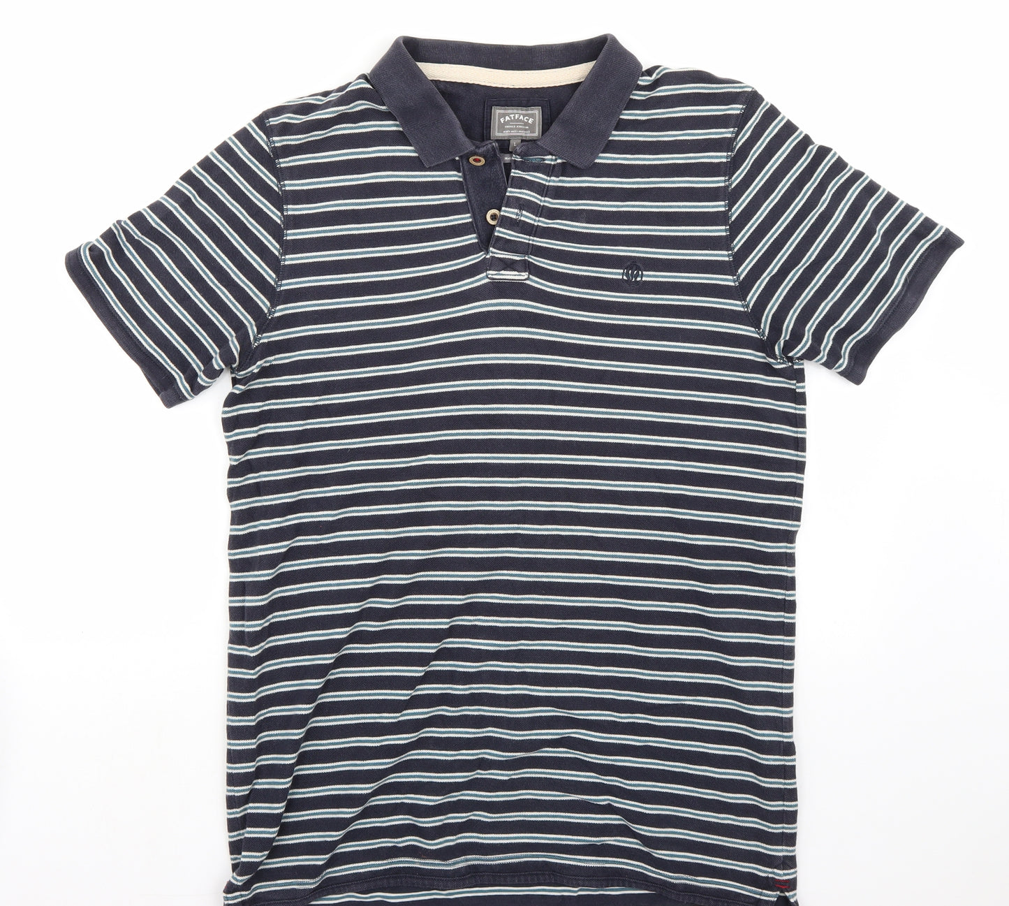 Fat Face Mens Blue Striped   T-Shirt Size L
