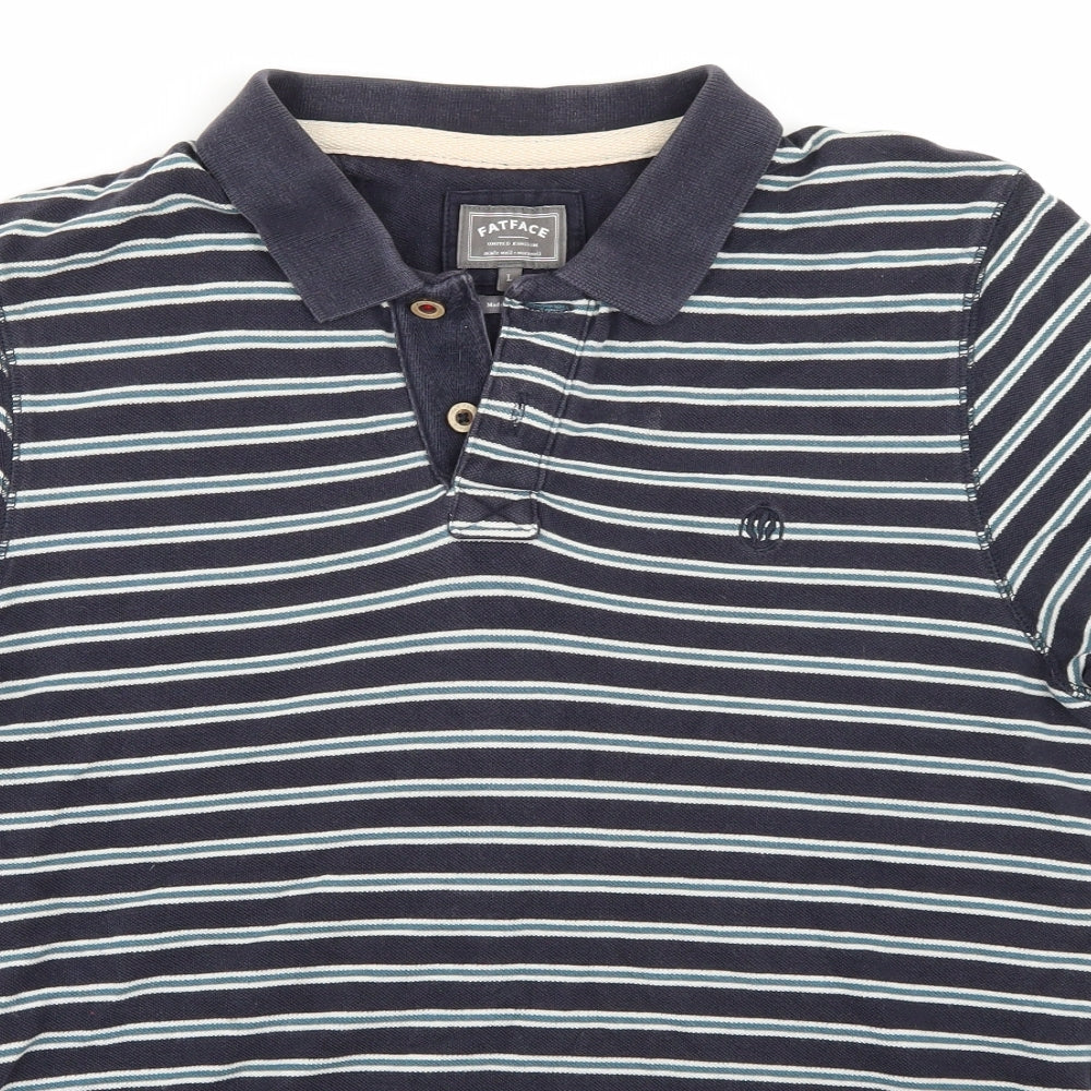 Fat Face Mens Blue Striped   T-Shirt Size L