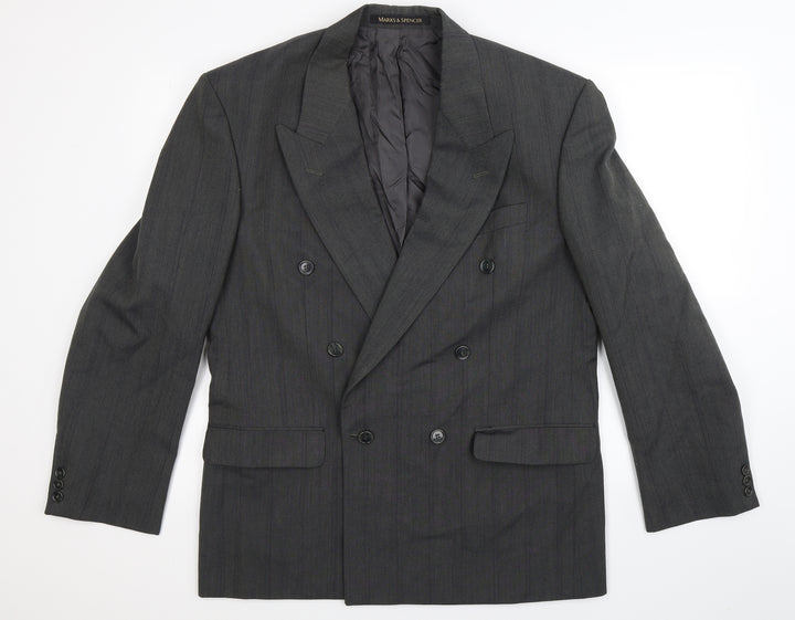 Marks and Spencer Mens Grey Striped  Jacket Suit Jacket Size 40