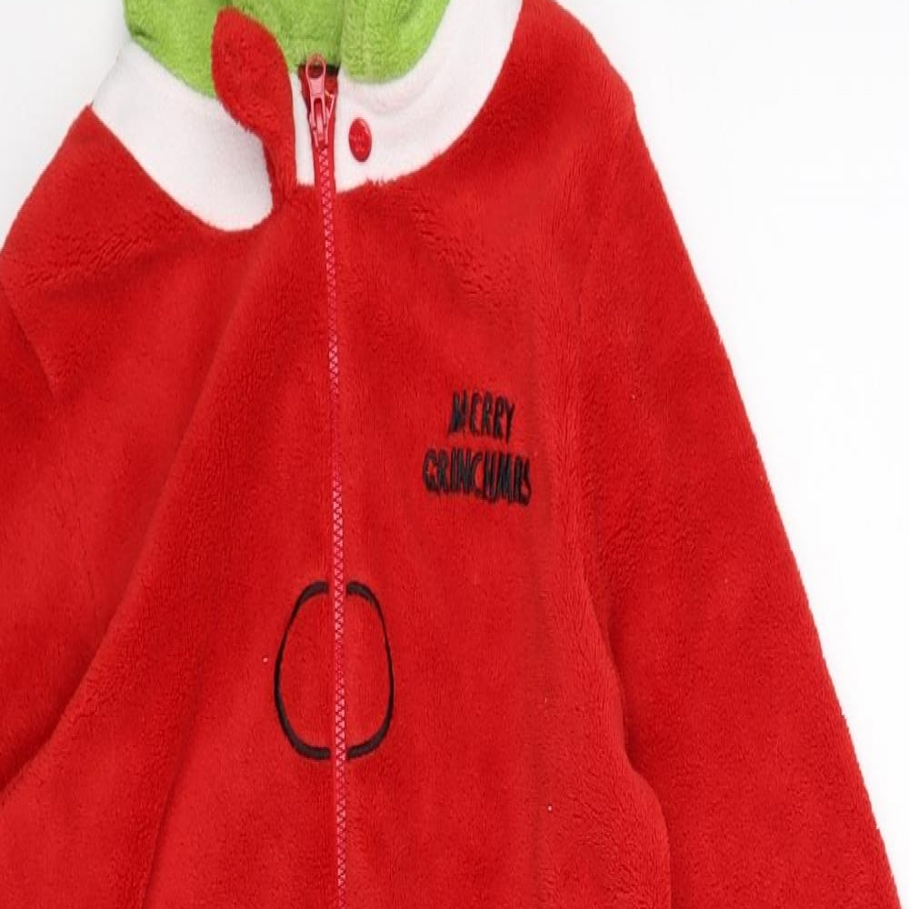 Primark Girls Multicoloured  Fleece Playsuit One-Piece Size 7-8 Years  - Grinch