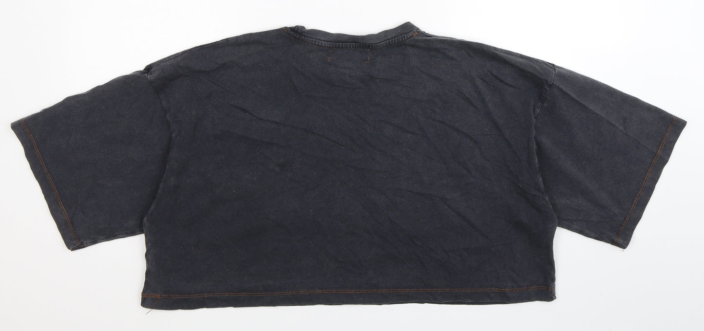 Missguided Womens Blue   Basic T-Shirt Size 8  - Oversized Crop