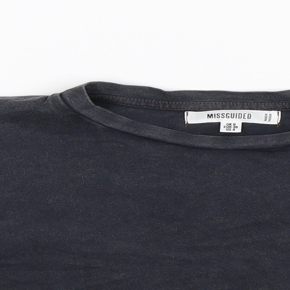 Missguided Womens Blue   Basic T-Shirt Size 8  - Oversized Crop