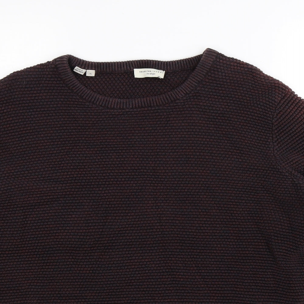 Selected Homme Mens Brown  Knit Pullover Jumper Size XL