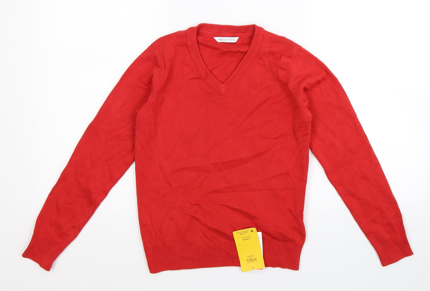 Marks and Spencer Boys Red  Knit Pullover Jumper Size 9-10 Years