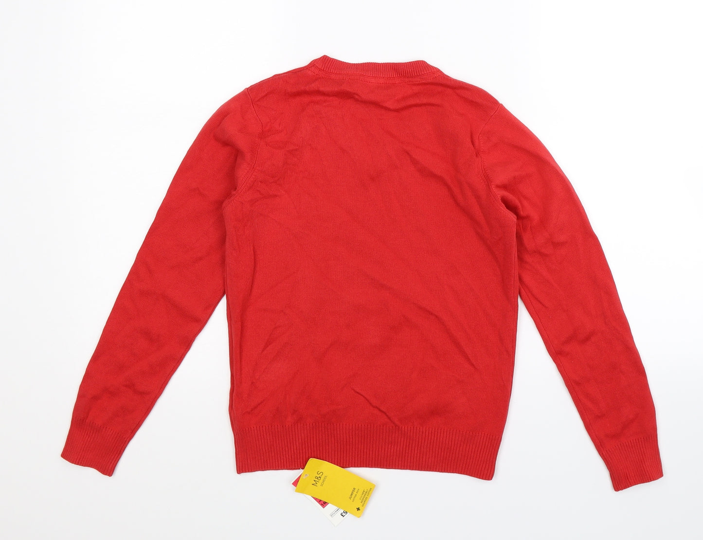 Marks and Spencer Boys Red  Knit Pullover Jumper Size 9-10 Years