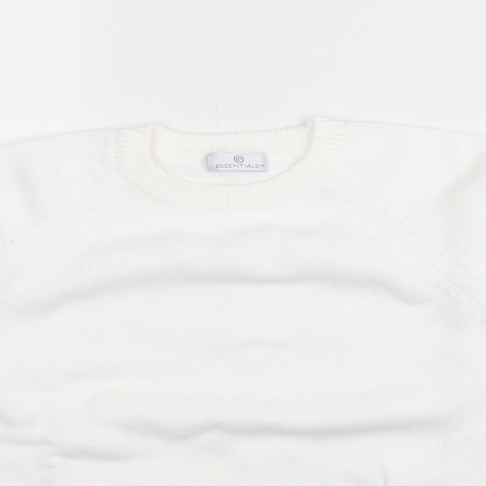 Essentials Womens White  Knit Pullover Jumper Size 12