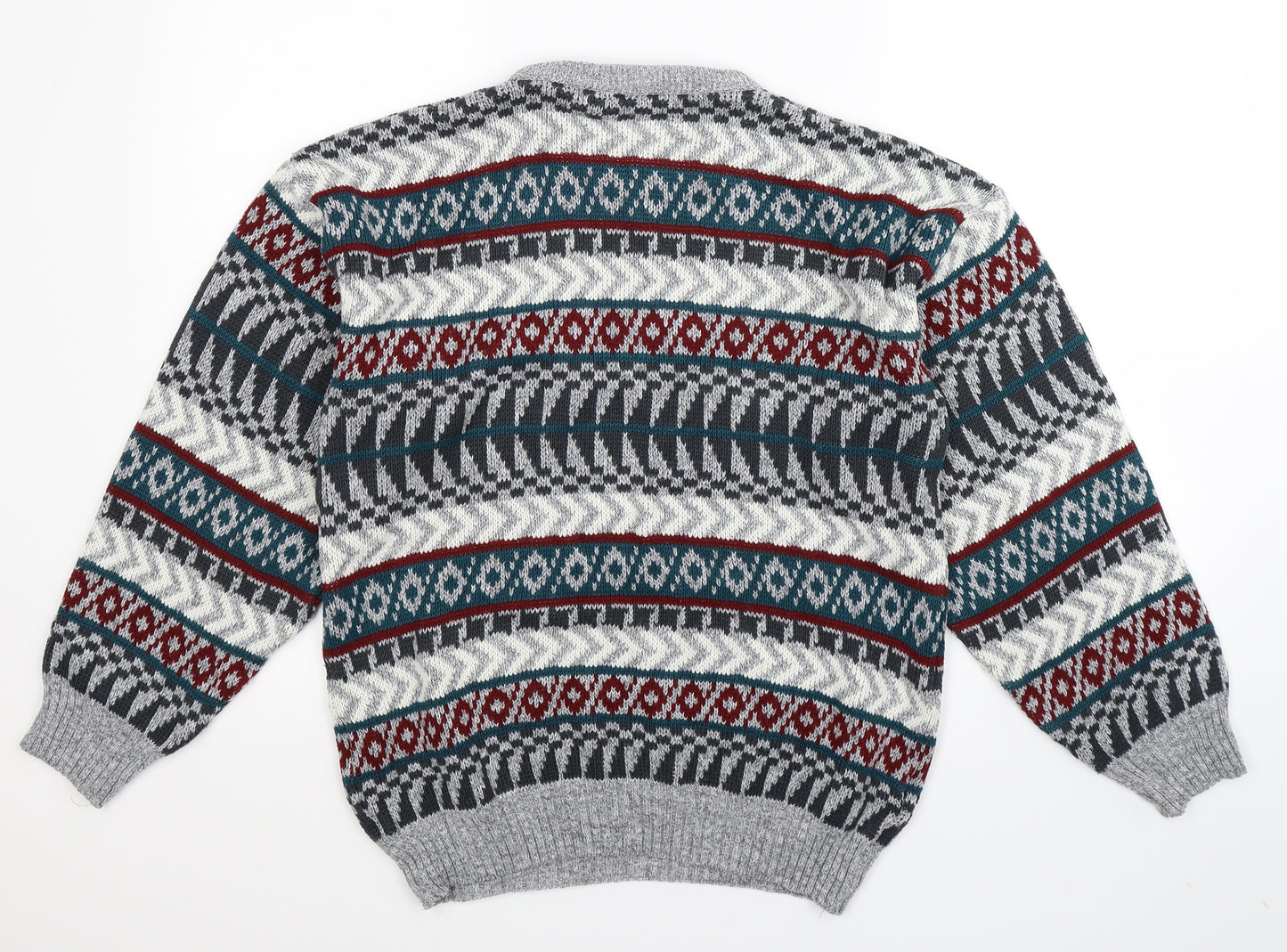 Greenwoods Mens Multicoloured Geometric Knit Pullover Jumper Size M