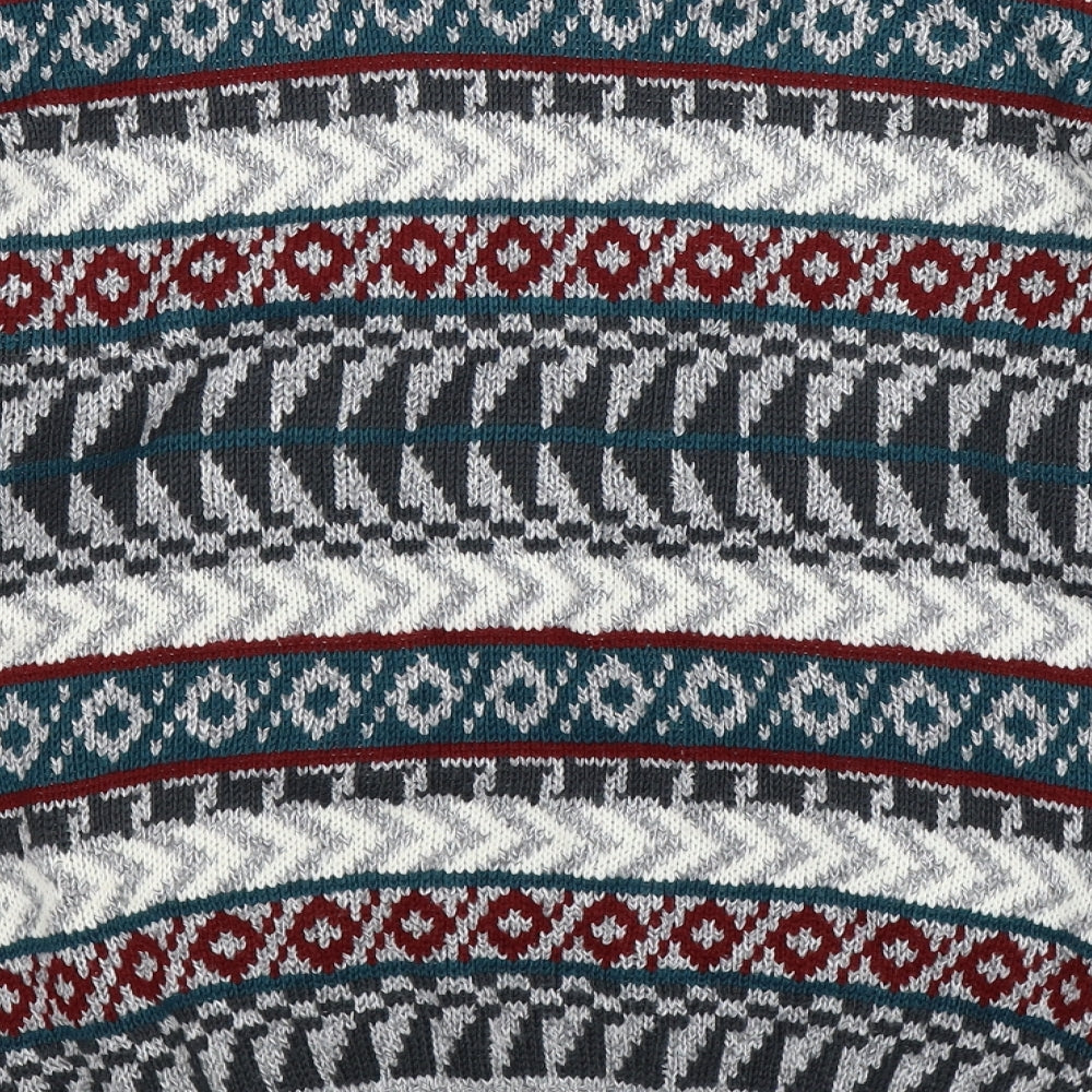 Greenwoods Mens Multicoloured Geometric Knit Pullover Jumper Size M