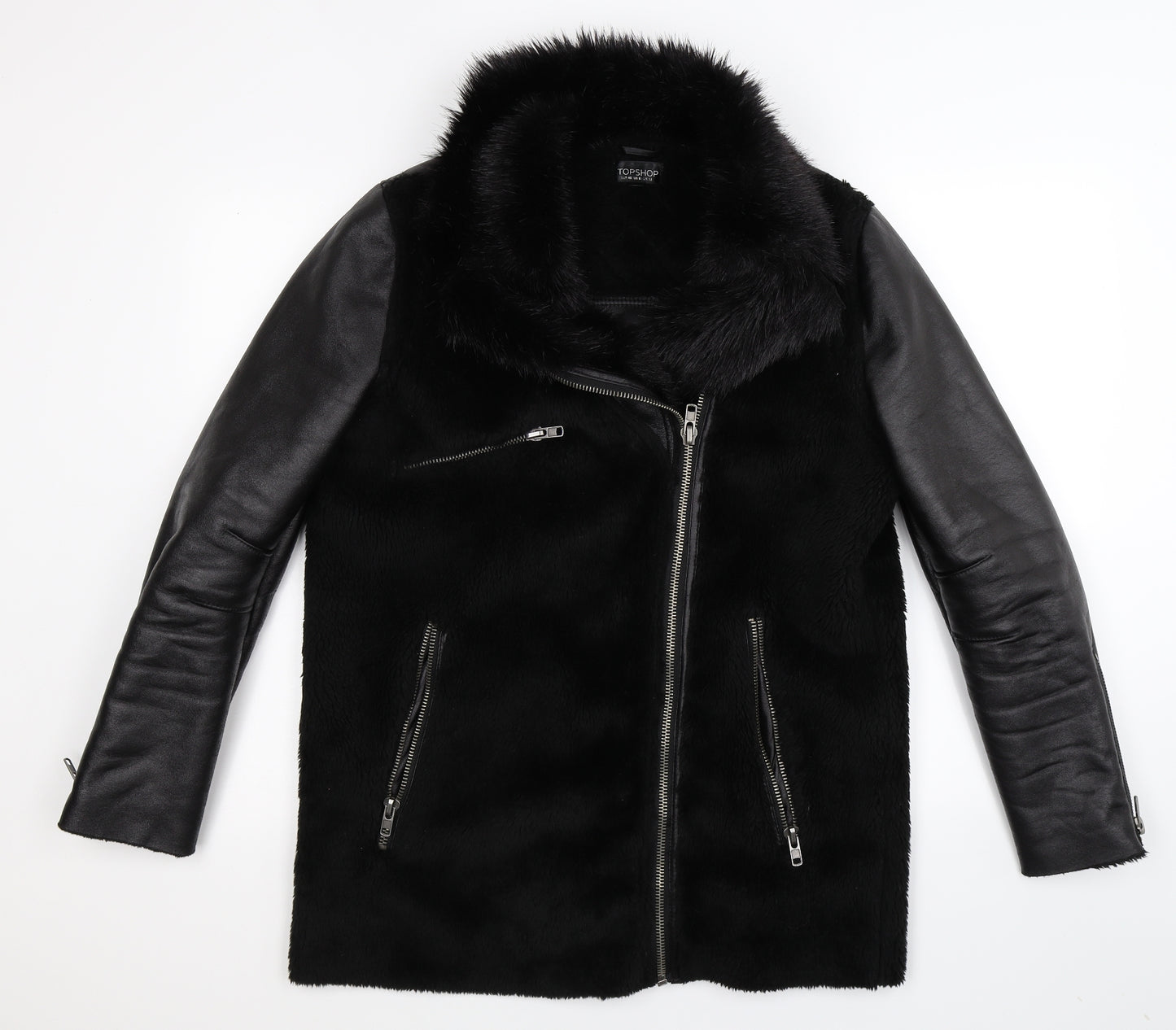 Topshop Womens Black   Jacket Coat Size 12  - Faux Leather