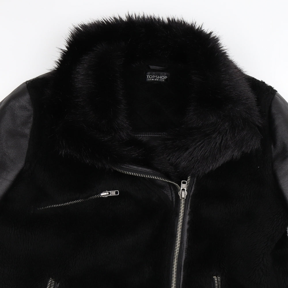 Topshop Womens Black   Jacket Coat Size 12  - Faux Leather