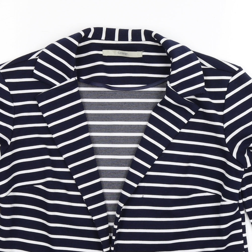 George Womens Blue Striped  Jacket Blazer Size 8