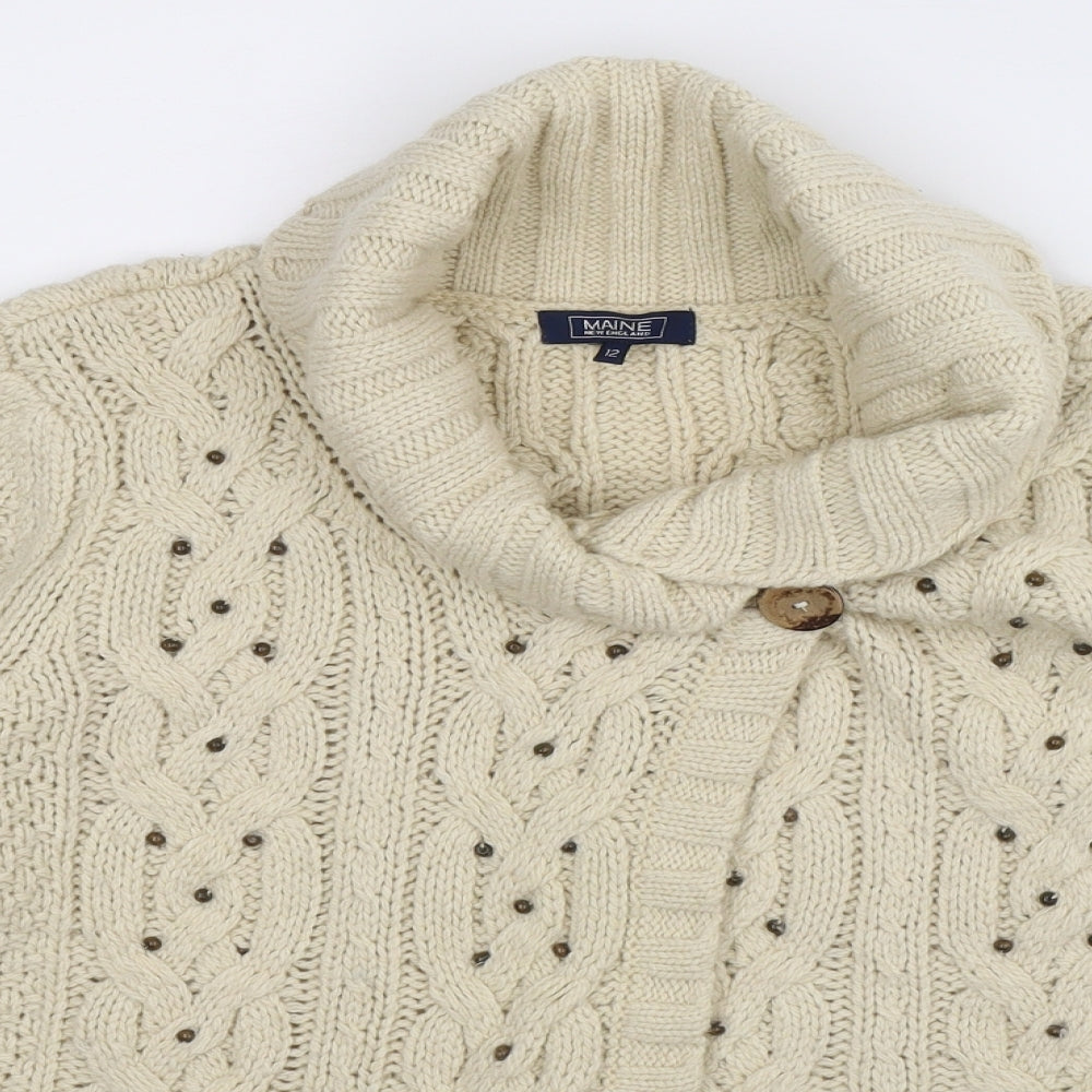 Maine Womens White  Knit Cardigan Jumper Size 12