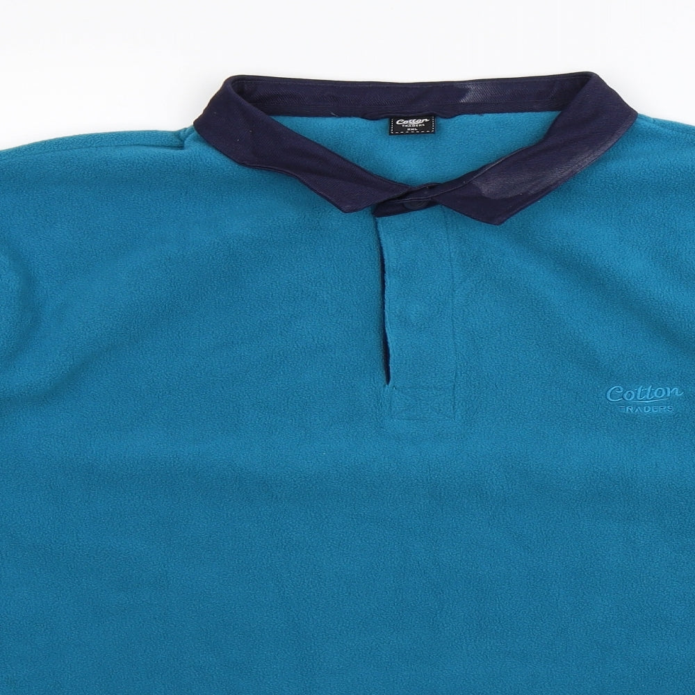 Cotton Traders Mens Blue  Fleece  Button-Up Size 2XL