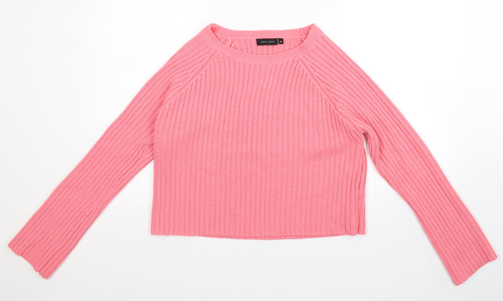 New Look Womens Pink Knit Pullover Jumper Size 14