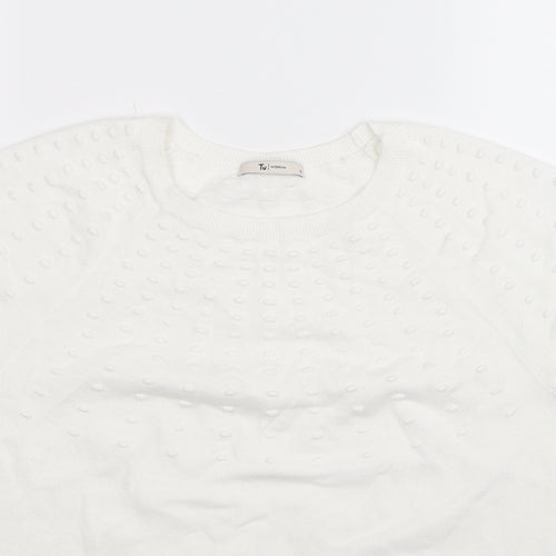 TU Womens White  Knit Pullover Jumper Size 12