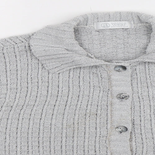 A Wear Womens Grey  Knit Cardigan Jumper Size M