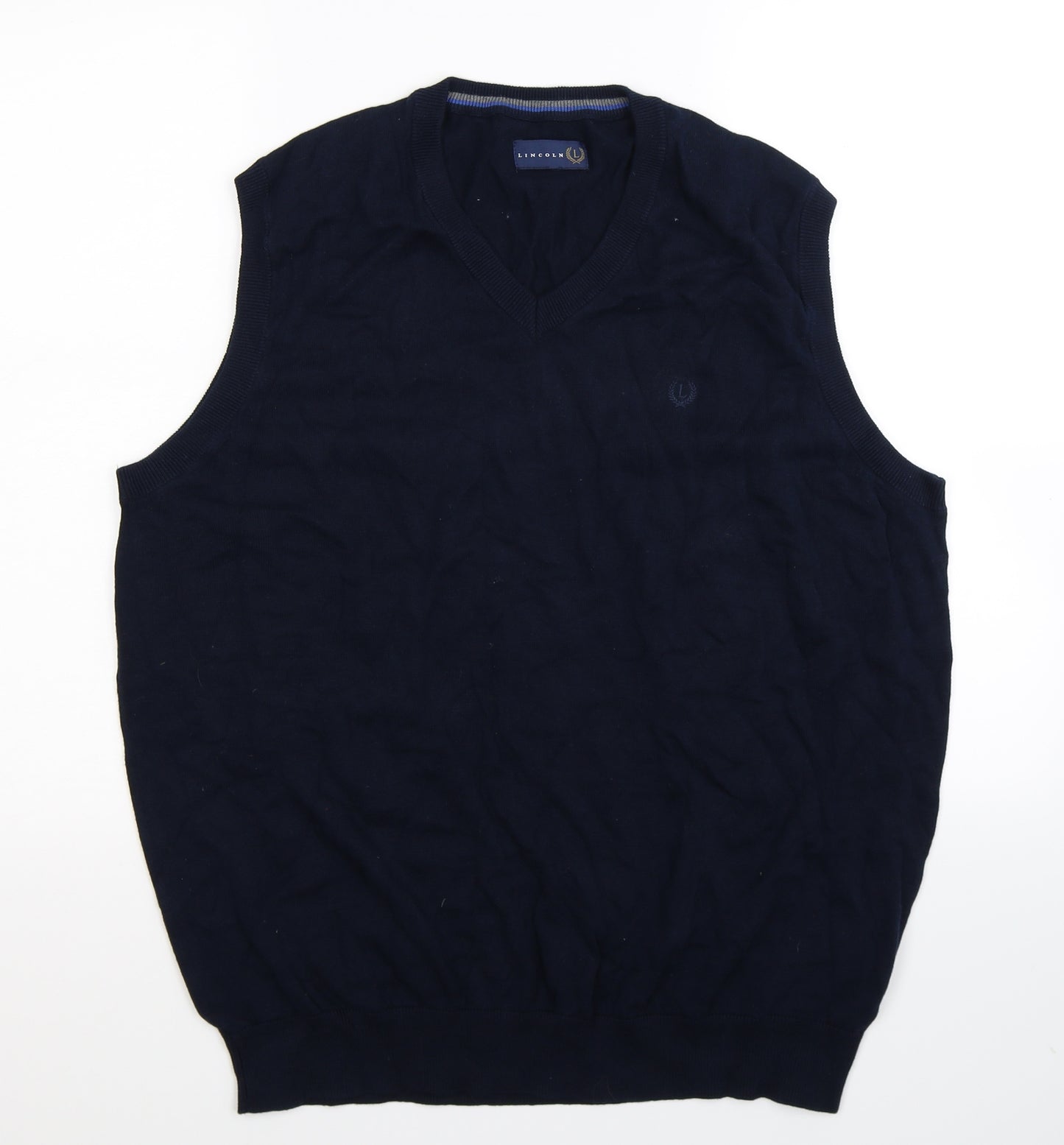 Lincoln Mens Blue  Knit Pullover Jumper Size XL