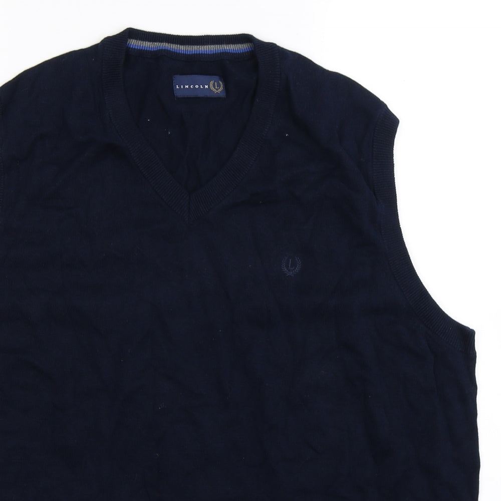 Lincoln Mens Blue  Knit Pullover Jumper Size XL