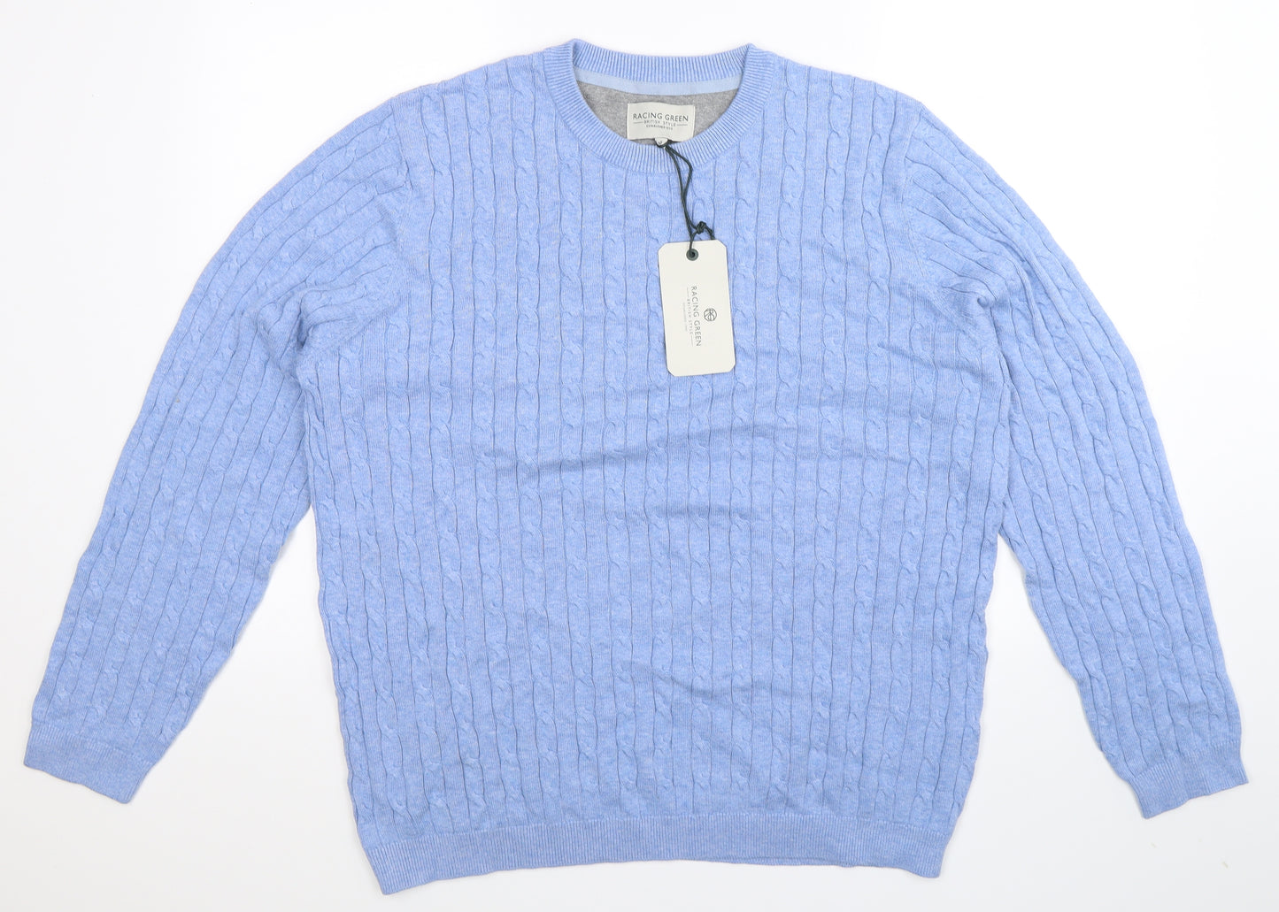 Racing Green Mens Blue  Knit Pullover Jumper Size XL