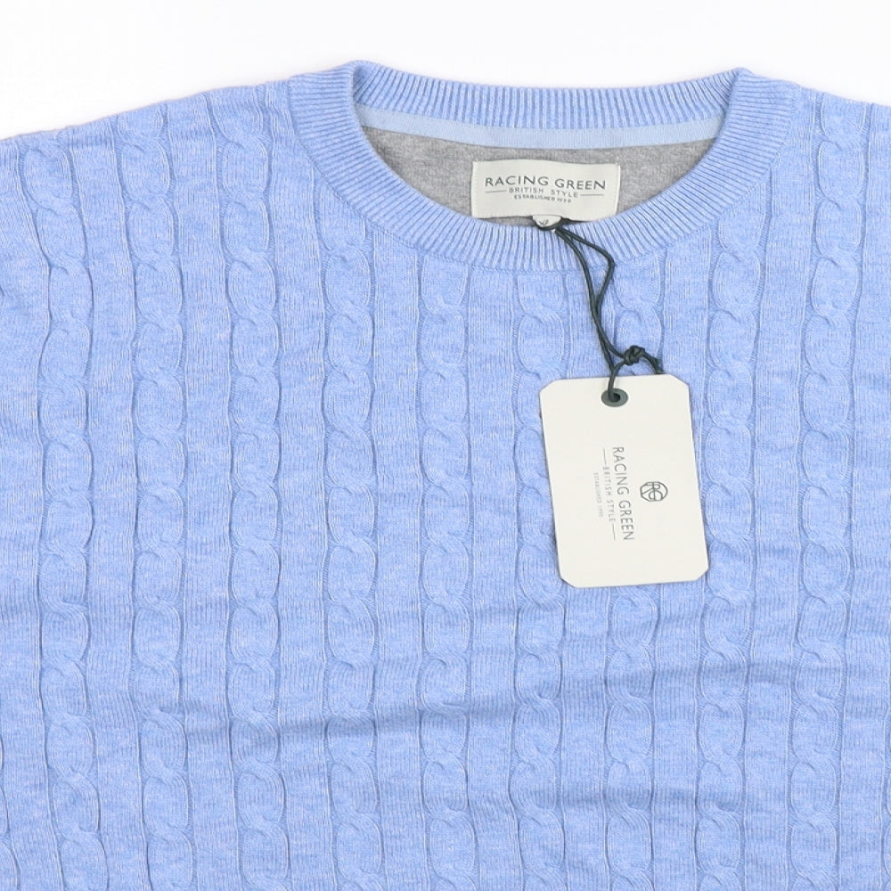 Racing Green Mens Blue  Knit Pullover Jumper Size XL