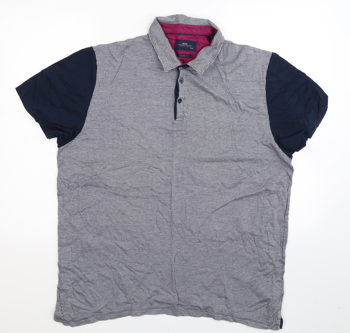 NEXT Mens Blue Check   Polo Size 2XL